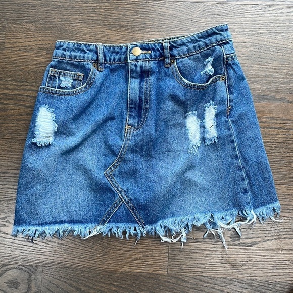 Forever 21 Dresses & Skirts - Forever 21 Jean distress skirt